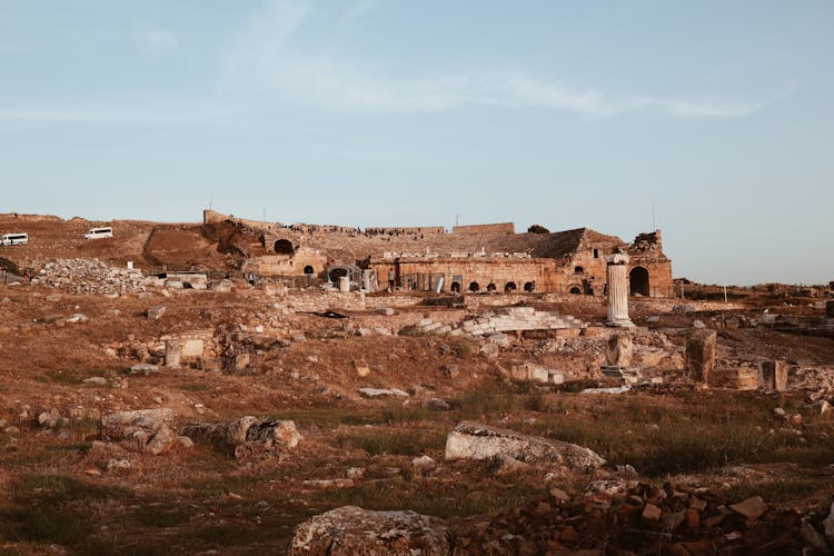 Ruins Of Ancient Theater In Countryside