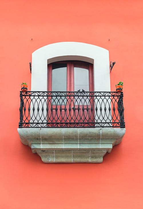 Red Balcony Door in Red Wall