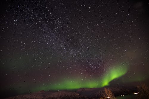 Gratis lagerfoto af aurora borealis, grøn aurora, mælkevejen