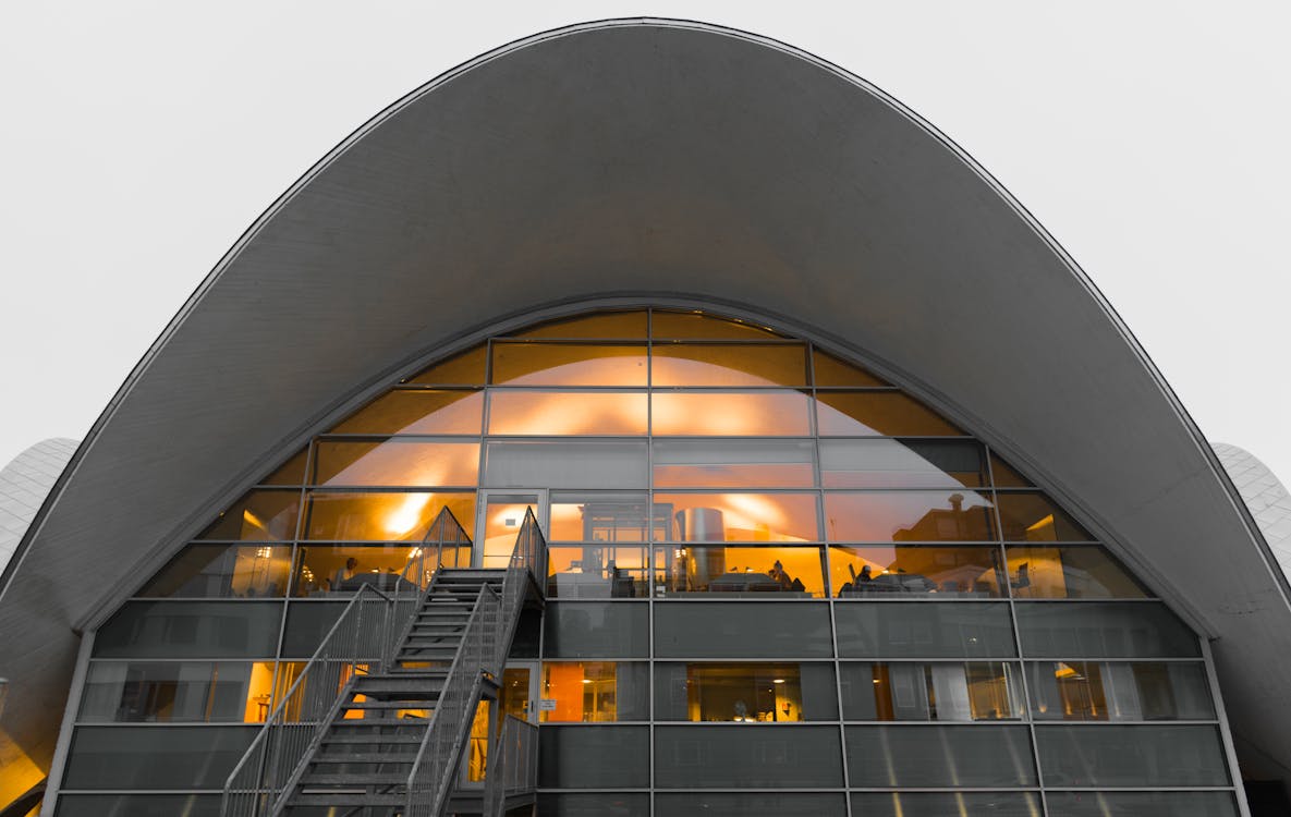 Gray Framed Glass Wall Building