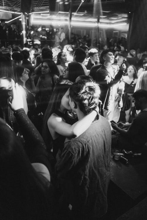 Crowd at the Party in Black and White 