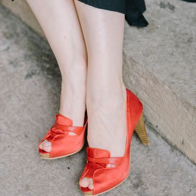 Red Peep-Toe Heels