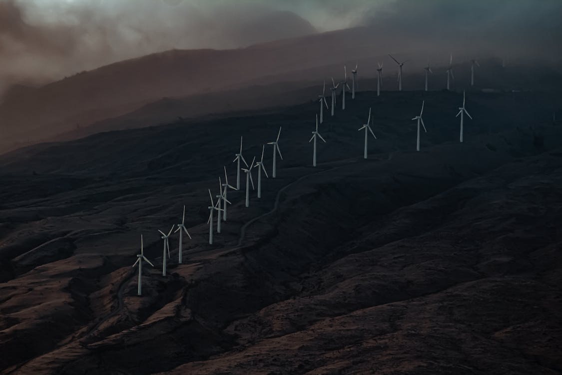 Wind Turbines on the Mountainside