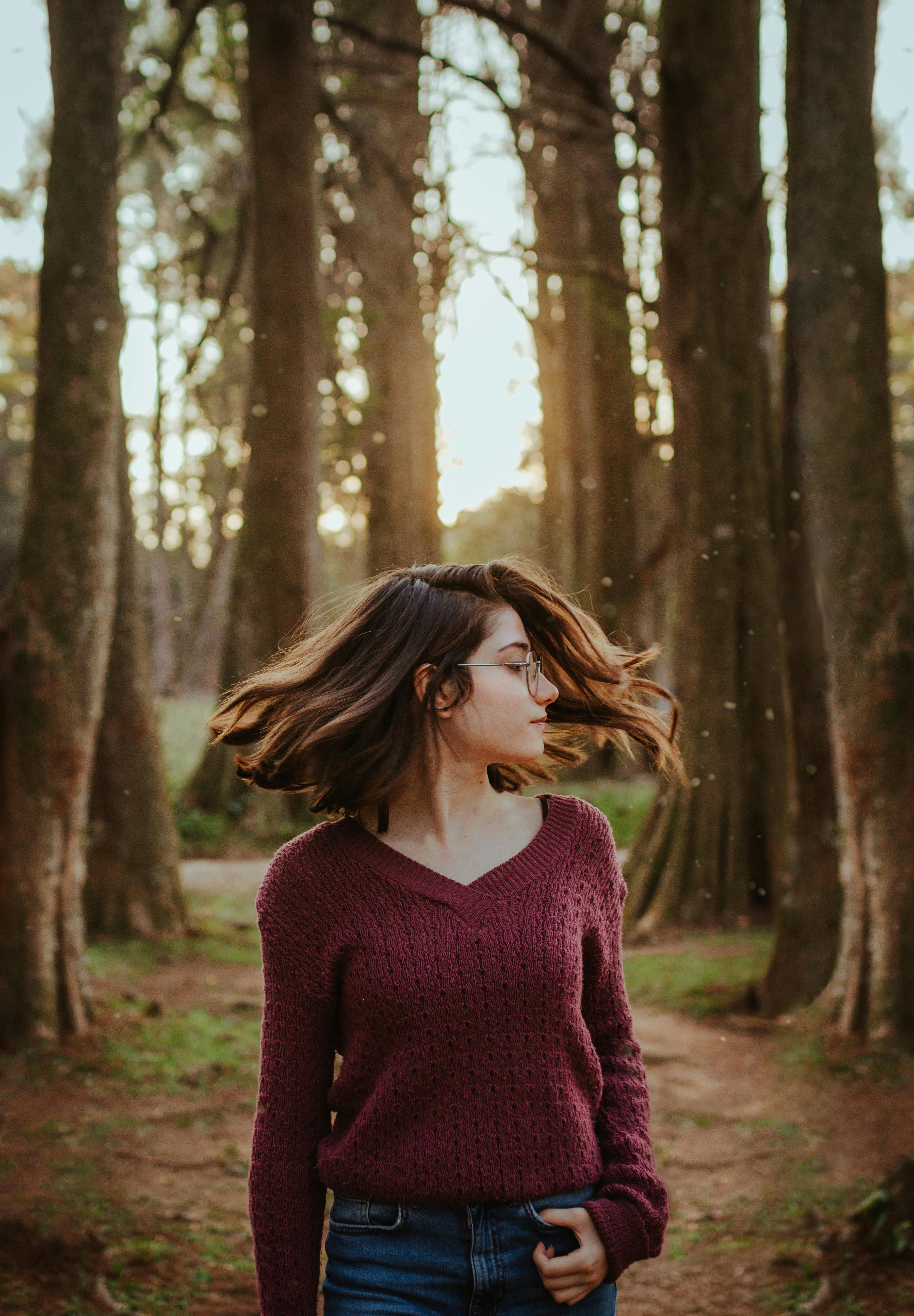 woman waving hair