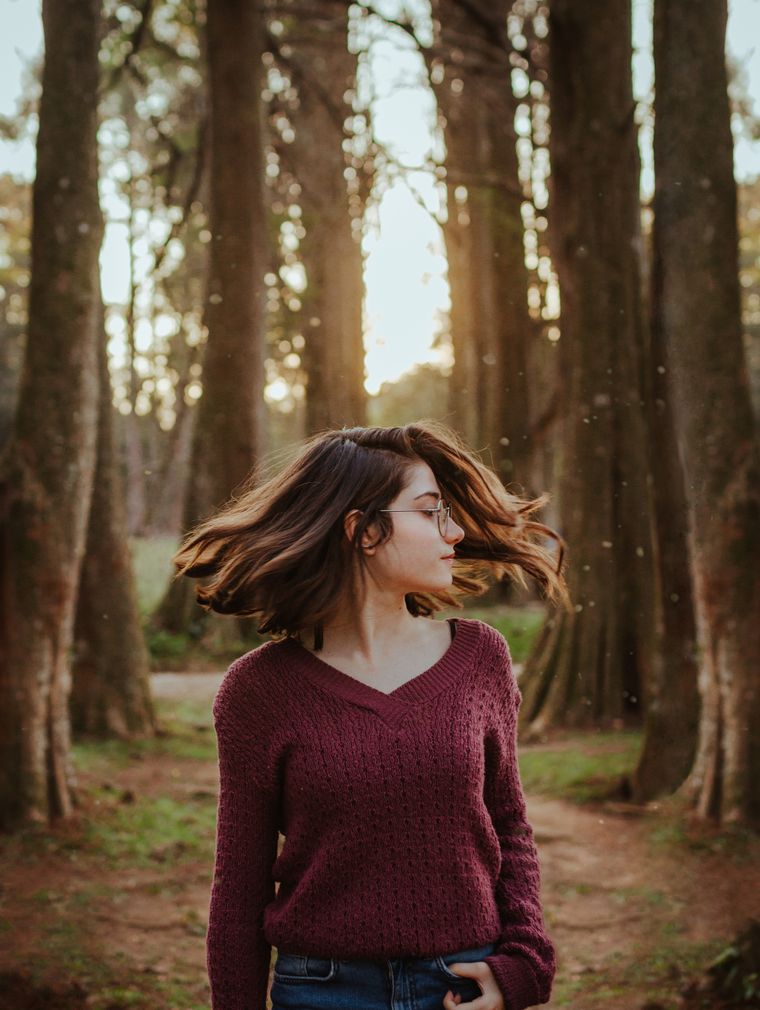 Woman waving her hair