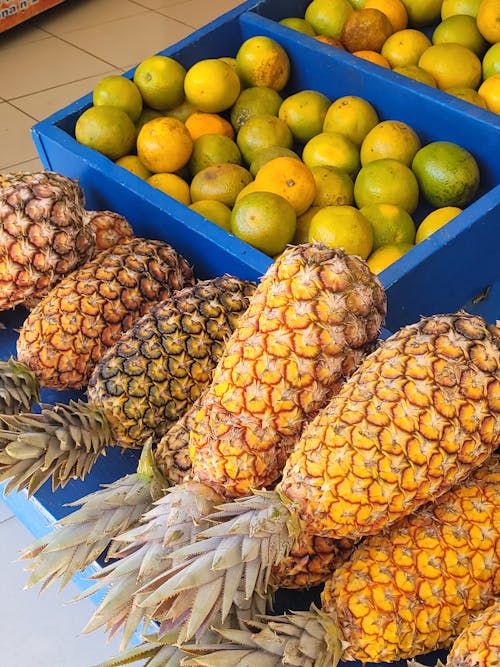 Бесплатное стоковое фото с ананасы, вертикальный выстрел, изобилие