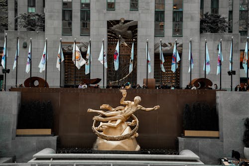 Gilded Prometheus Statue in Rockefeller Center