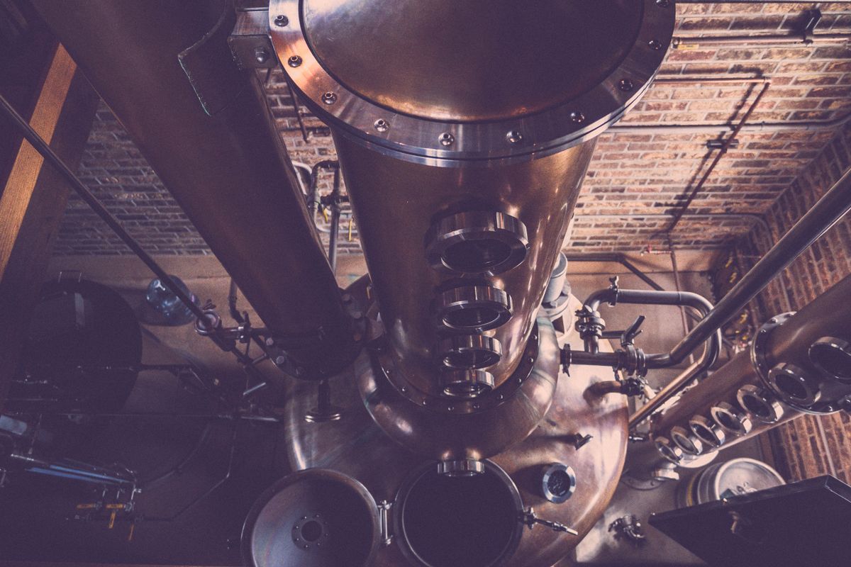 Copper gin still at the Bubbles Lab
