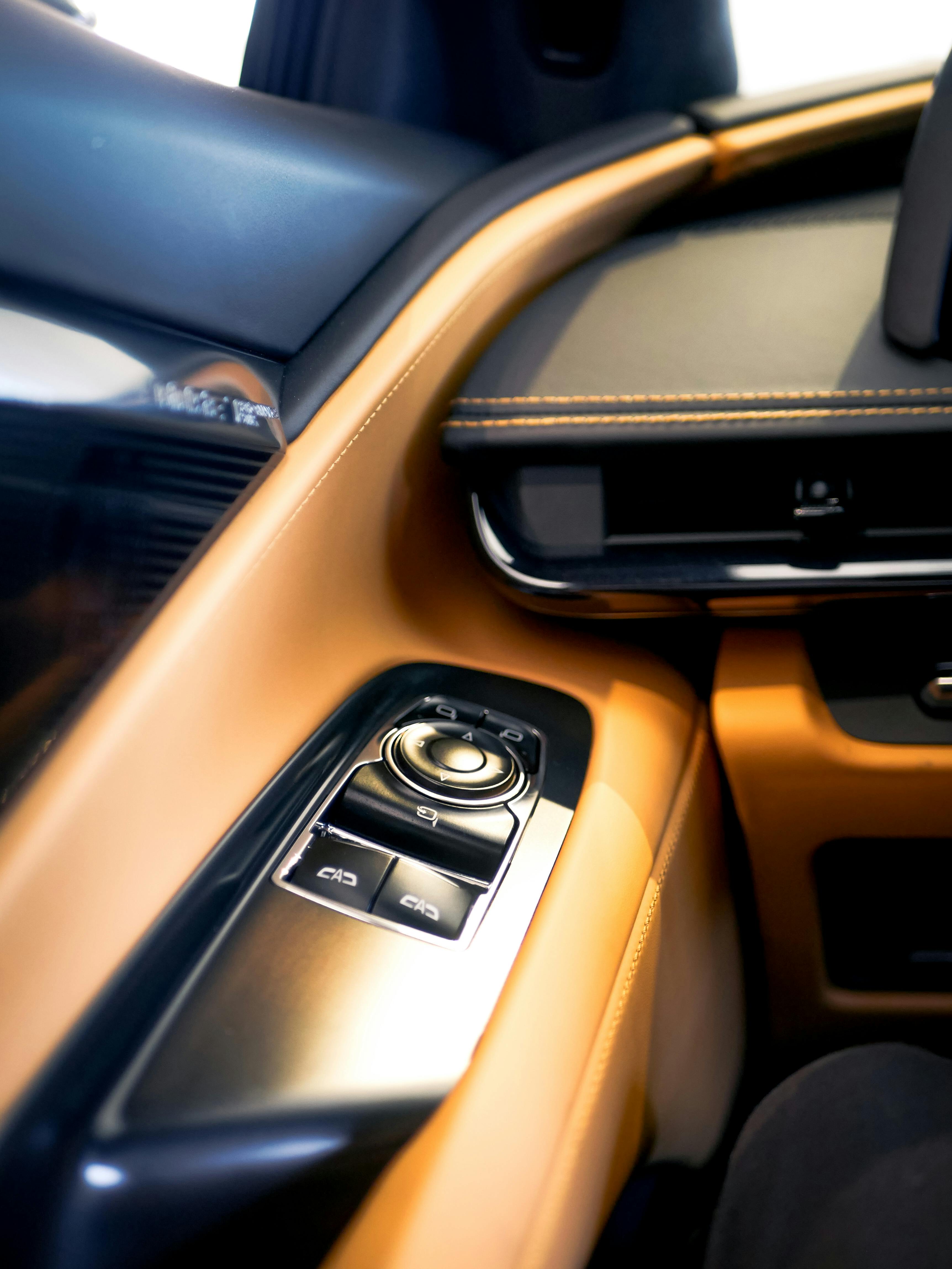 Car Door Panel Upholstered with Beige Leather · Free Stock Photo