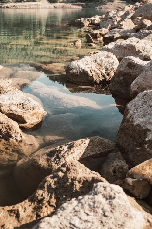 Rocks around Shallow Water on Lakeshore