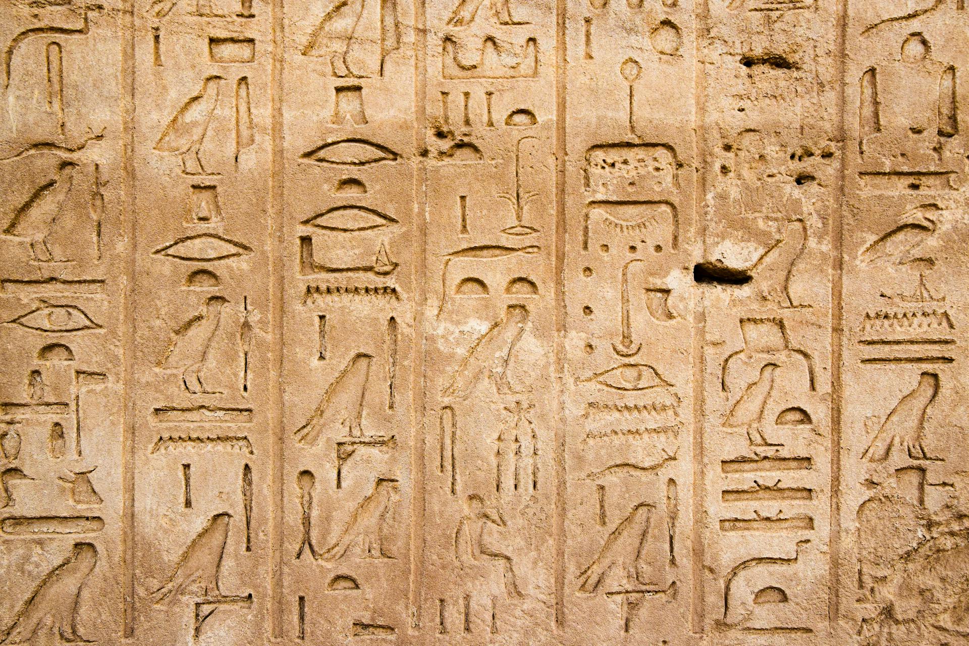 Close-up of a Wall with Ancient Egyptian Writing