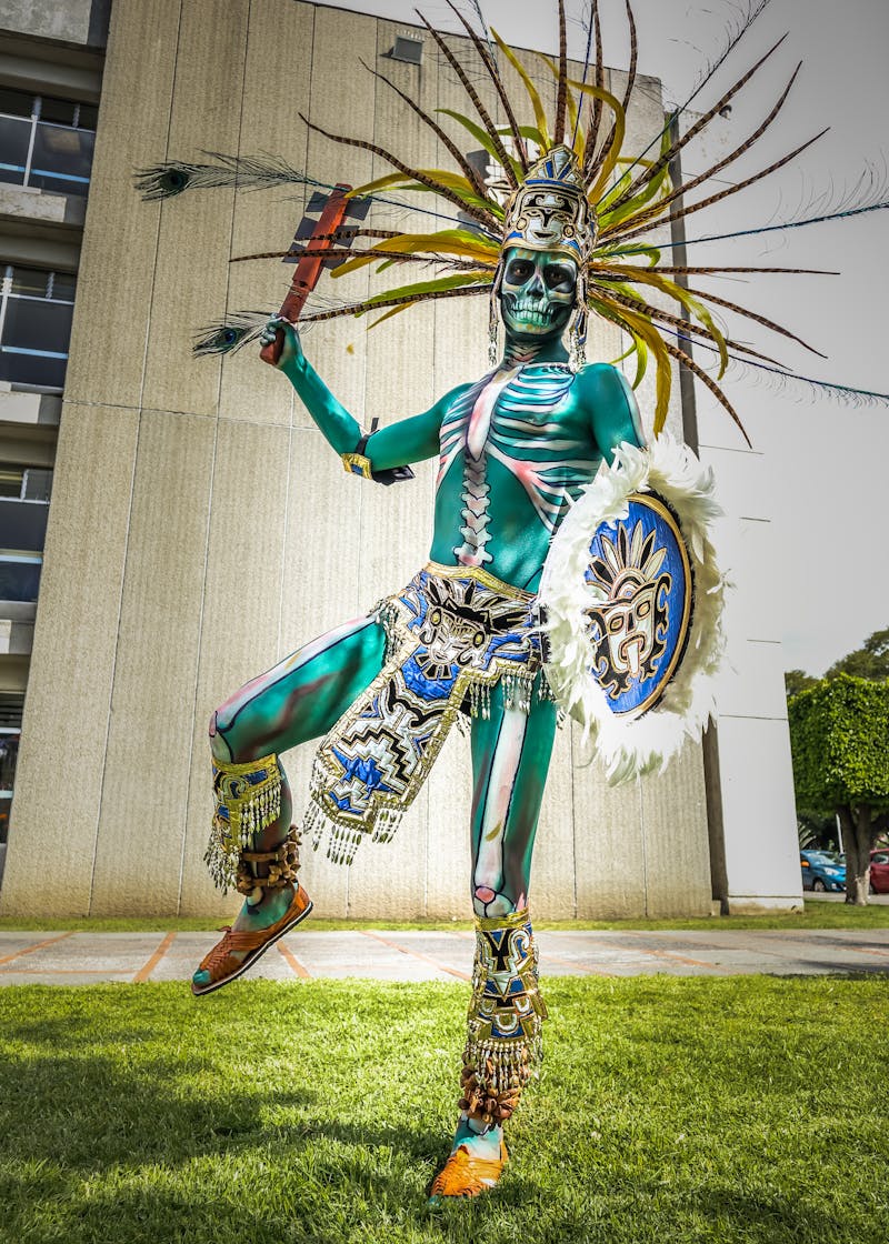 Man Wearing Traditional Aztec Costume and Body Paint · Free Stock Photo