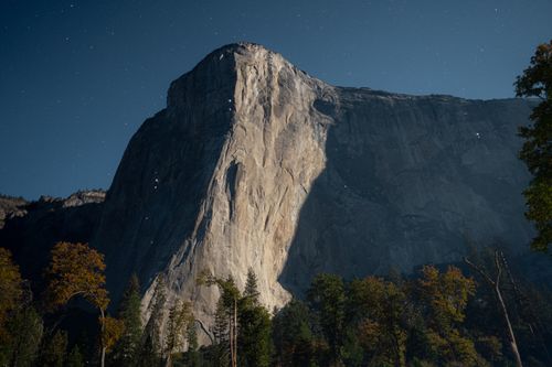 Free Stunning view of El Capitan in Yosemite Valley under a starry night sky. Stock Photo