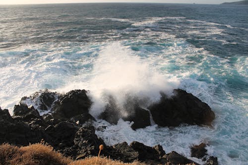 Waves Crashing on a Rocky Shore 