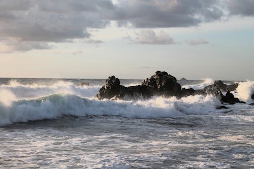 Waves Crashing on a Rocky Shore 