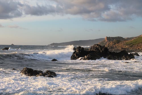 Waves and Rocks on Sea Coast