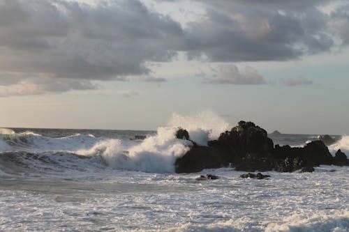 Waves Crashing on a Rocky Shore 