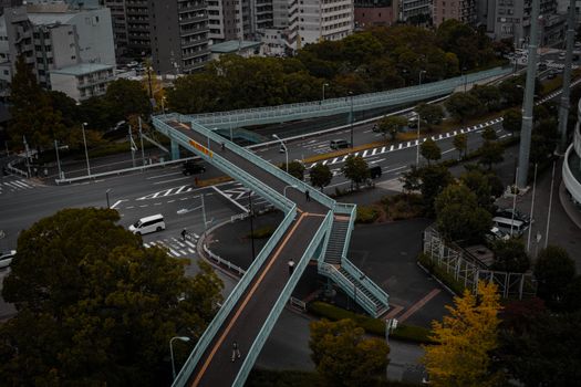 Explore the intricate urban walkways and roads of Tokyo. A blend of nature and architecture.