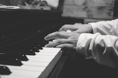 Musician Hands on Piano Keys