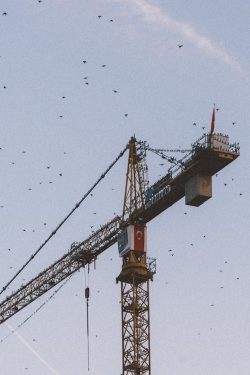 Low Angle Shot of a Construction Crane 