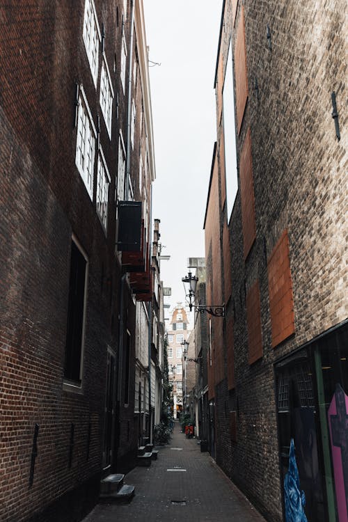 Narrow Empty Alley in Amsterdam