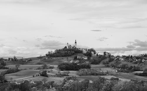 Church on the Top of the Hill in the Middle of the Village