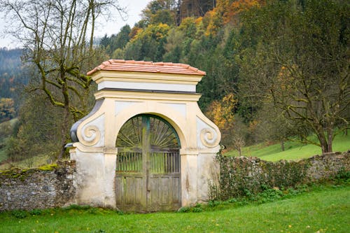 Ruined Stone Wall around Ornamented Gate