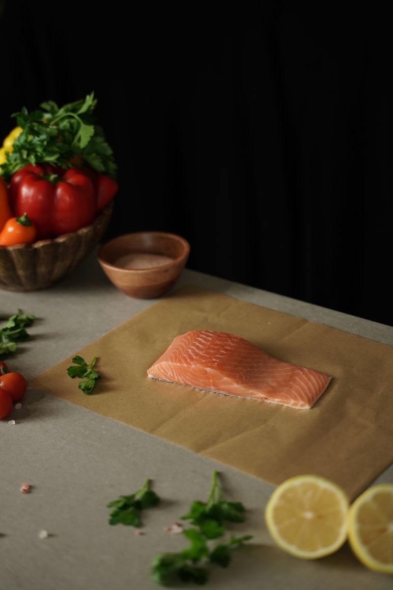 Honey garlic glazed salmon fillet with herbs and lemon