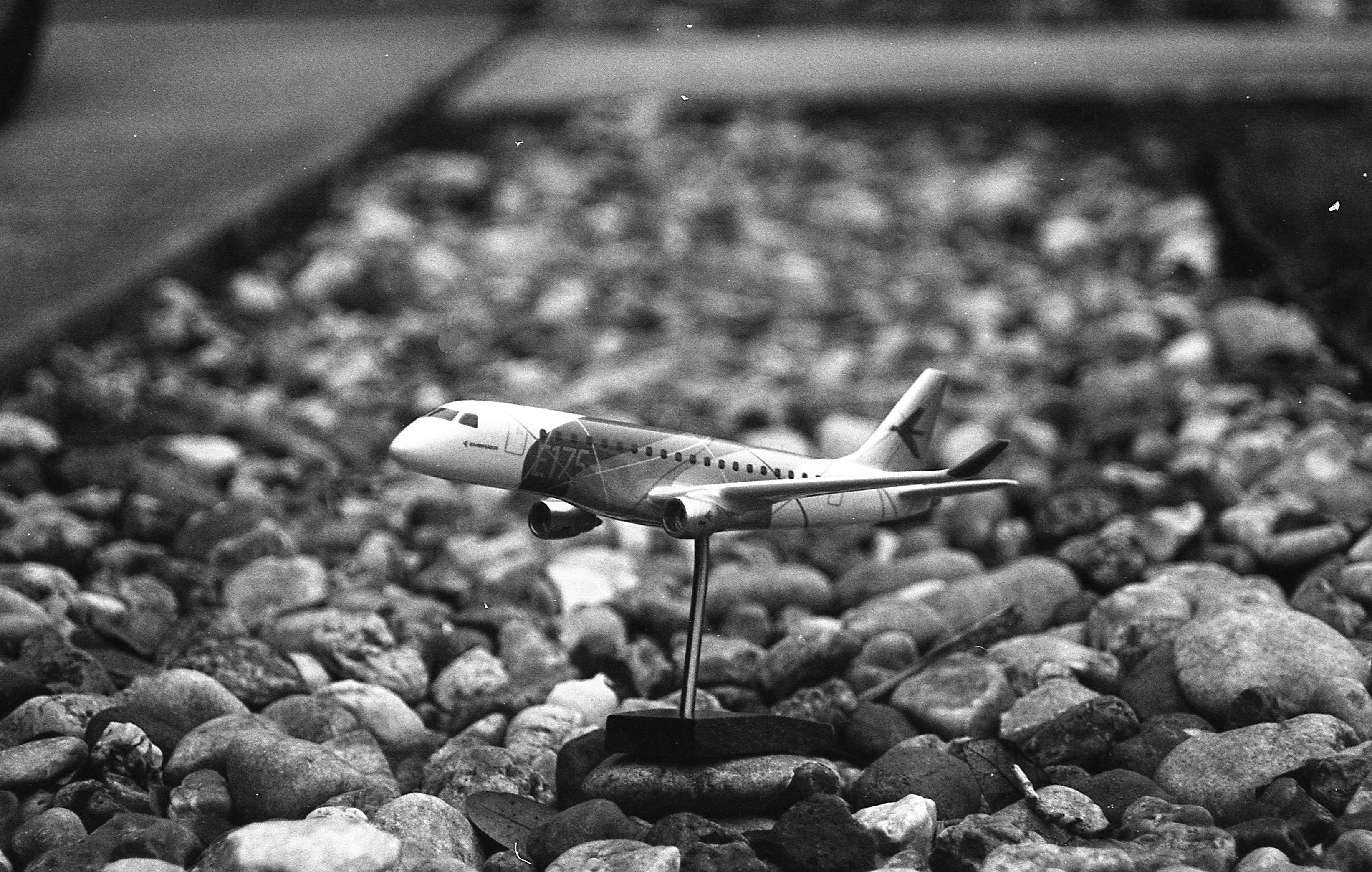 Free stock photo of airplane, black and white, figurine