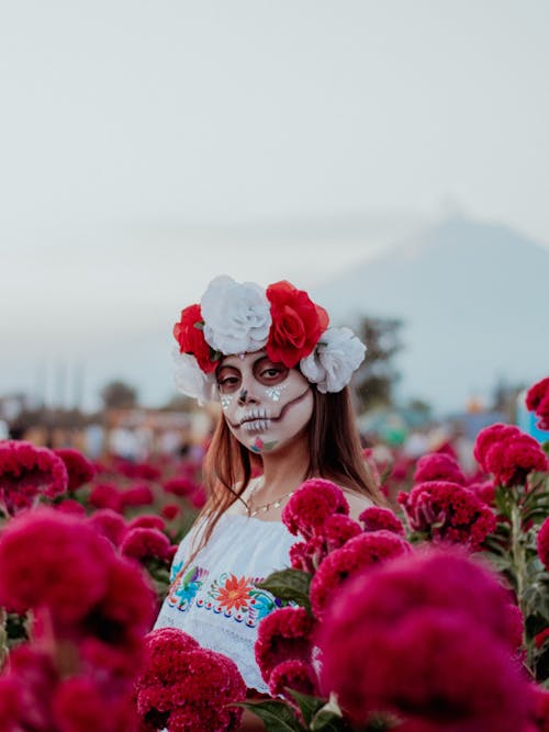 Woman Wearing a Costume and Makeup for the Day of the Dead in Mexico 