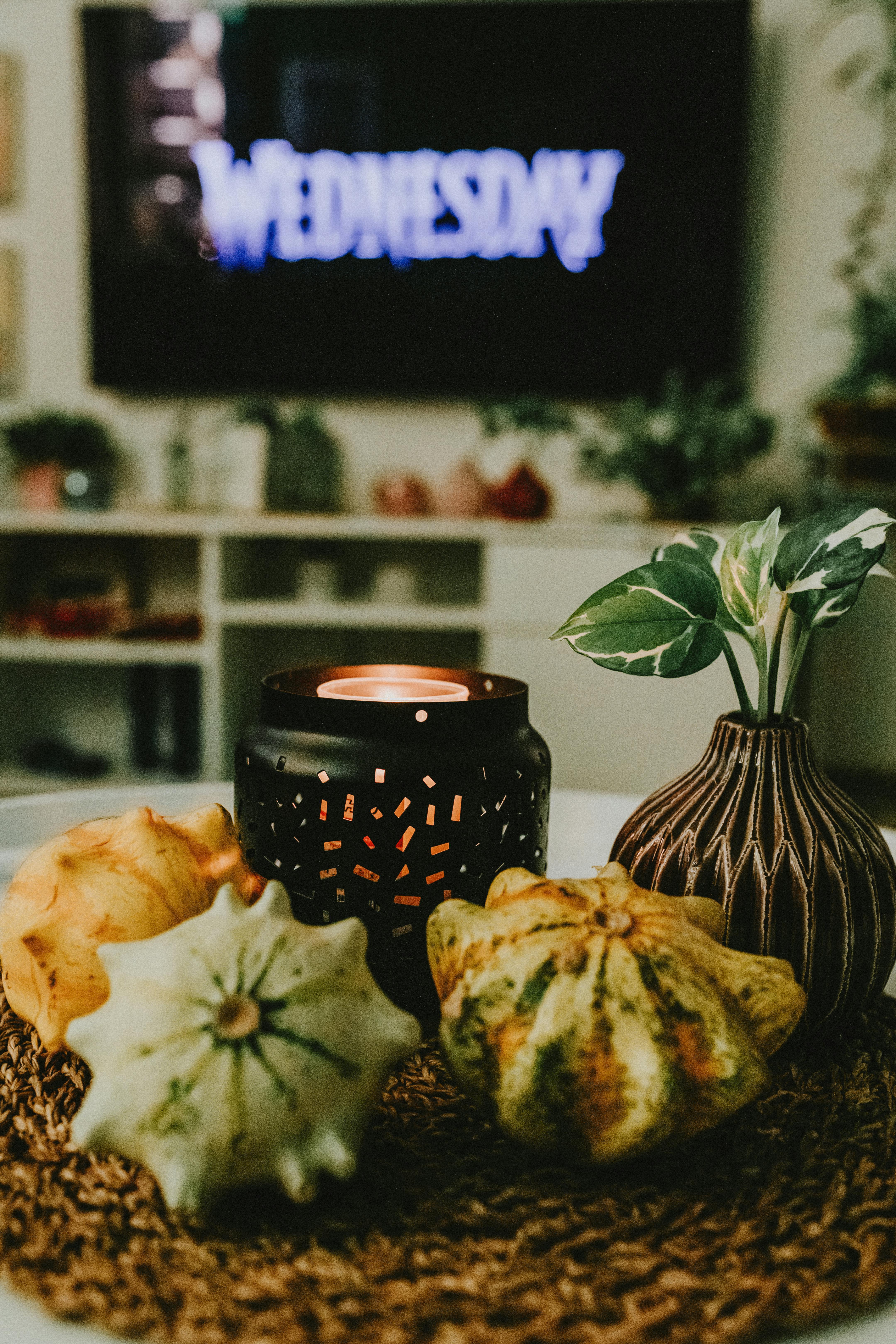 Vegetables, Wax Candle in Vase and Plant · Free Stock Photo