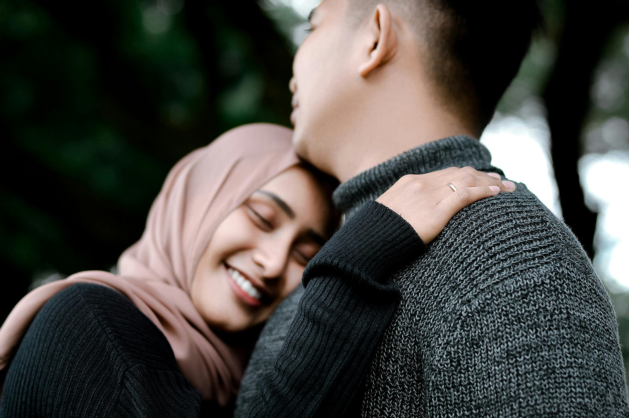 portrait of hugging couple