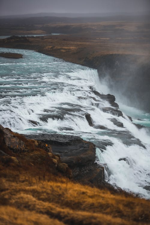 Waterfall on Rocks in Iceland