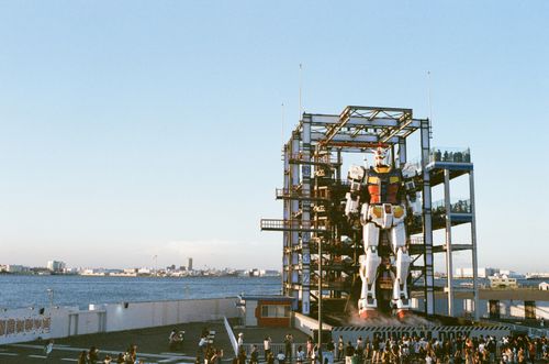 Free A towering Gundam statue at Yokohama's entertainment complex near the waterfront. Stock Photo