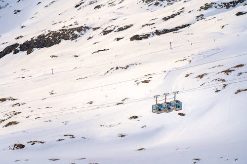 Gondola Lift in Snowy Mountains