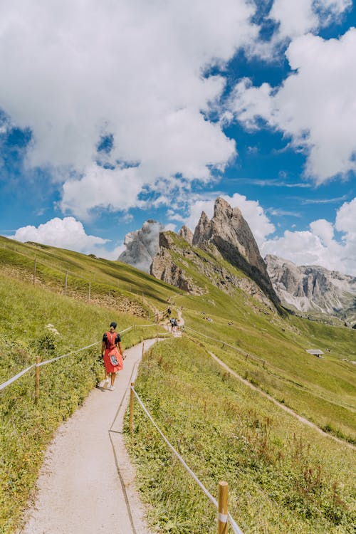 People on Trail in Mountains