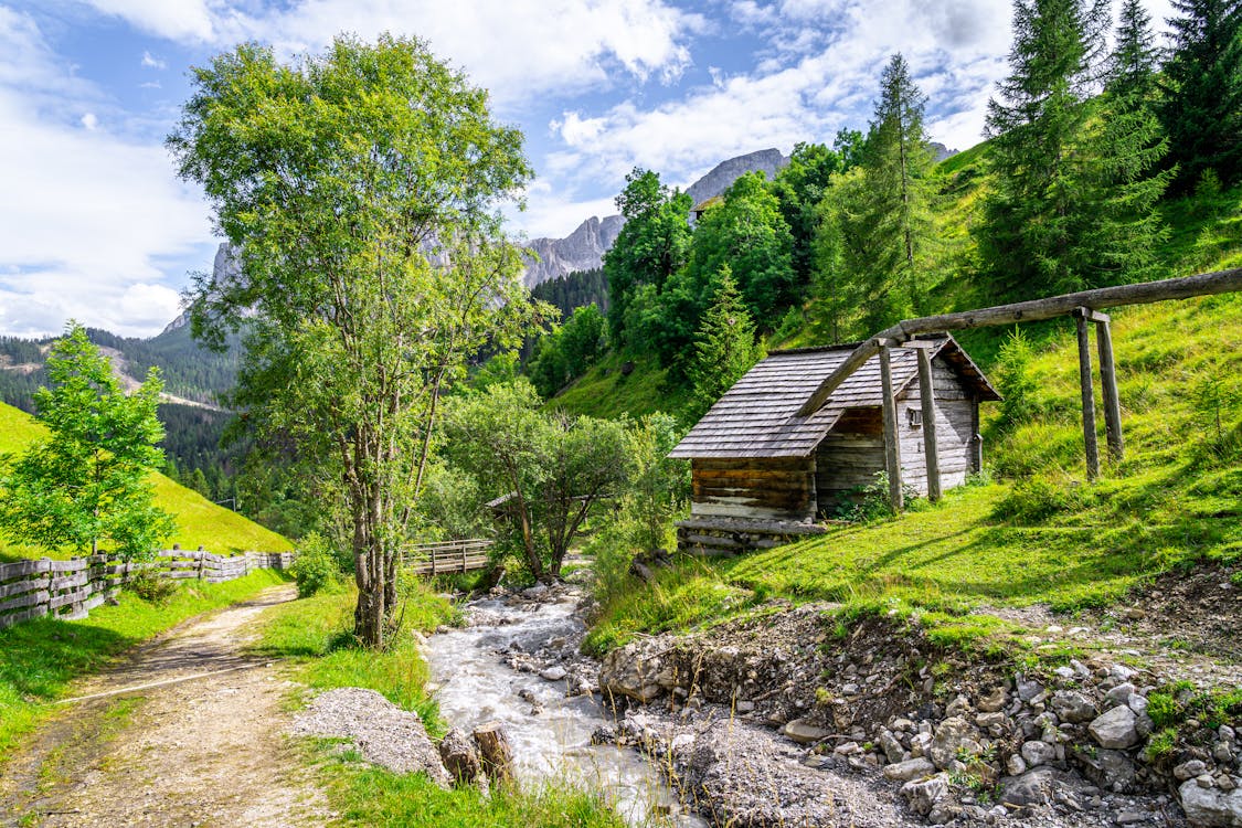 Footpath along Stream in Mountains