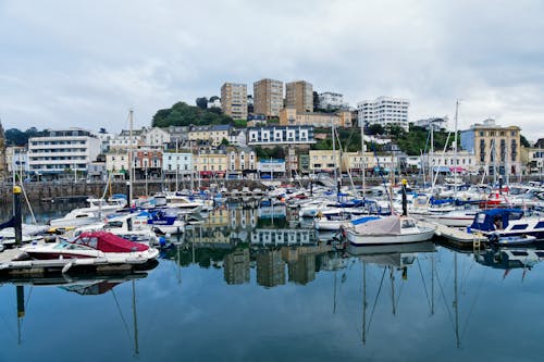 Foto profissional grátis de ancorado, costa, edifícios