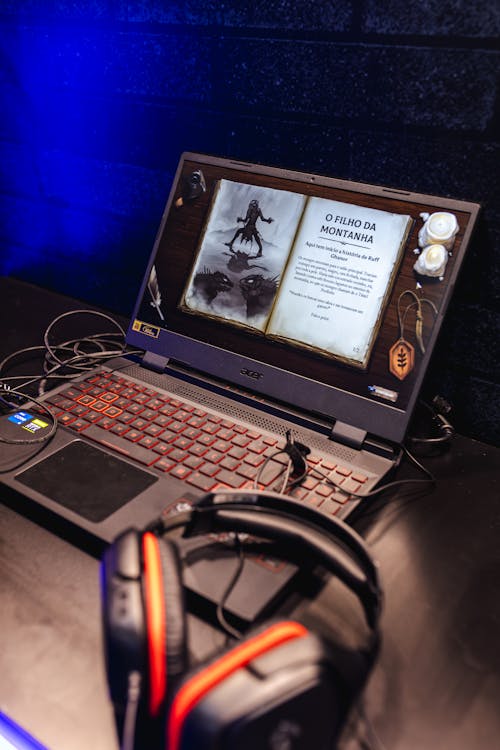 A Gaming Laptop and Headphones 