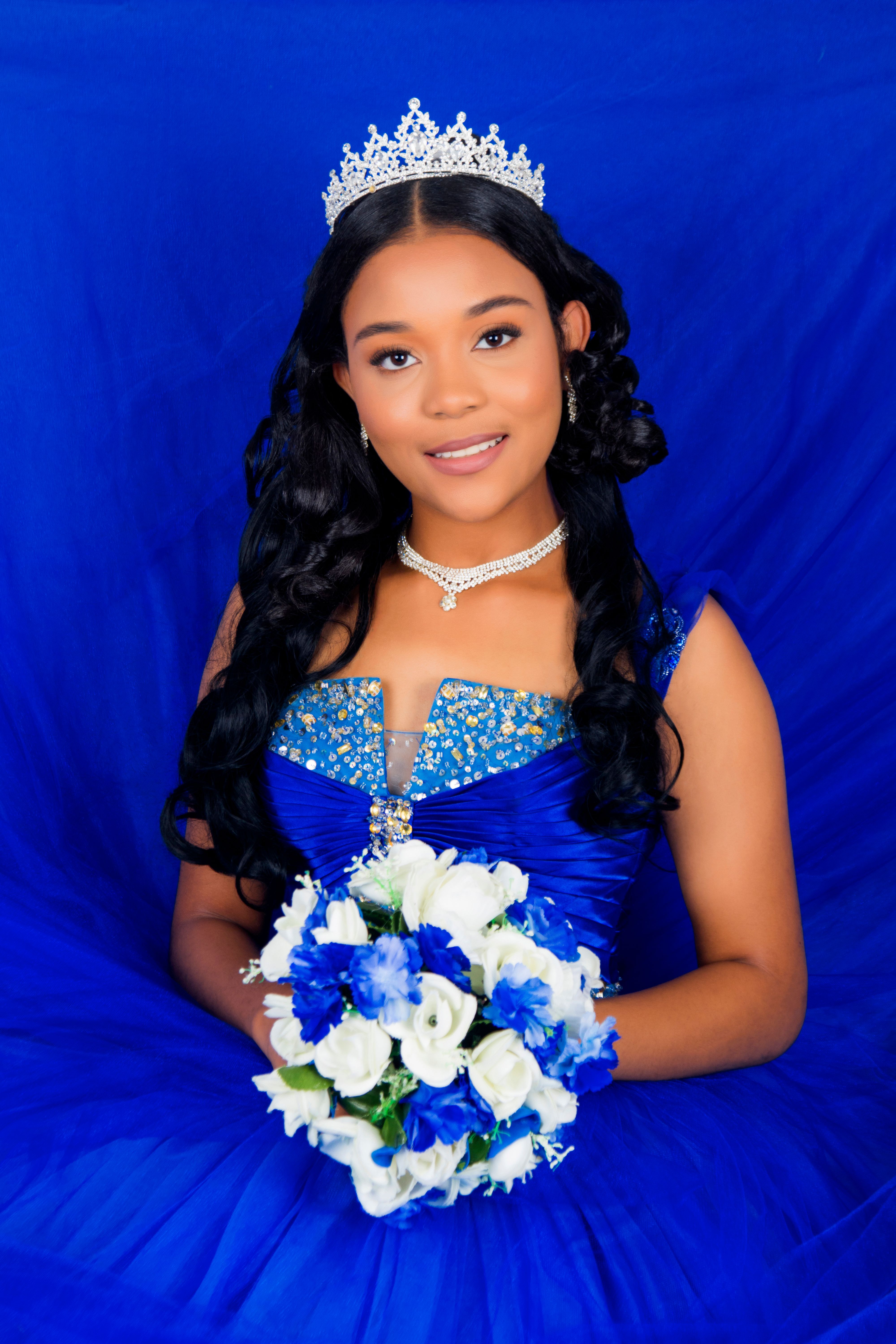 Brunette Wearing Tiara to Blue Gown · Free Stock Photo
