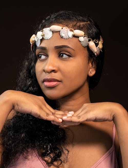 Model Wearing Seashells Jewelry