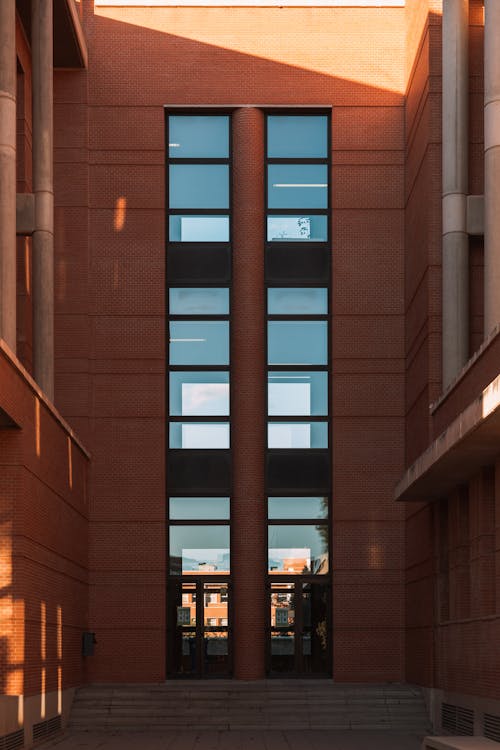 Facade of a Modern Building with Large Windows 