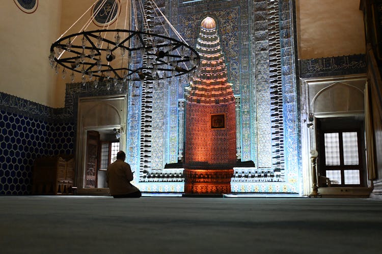 Prayer In Green Mosque In Bursa, Turkey