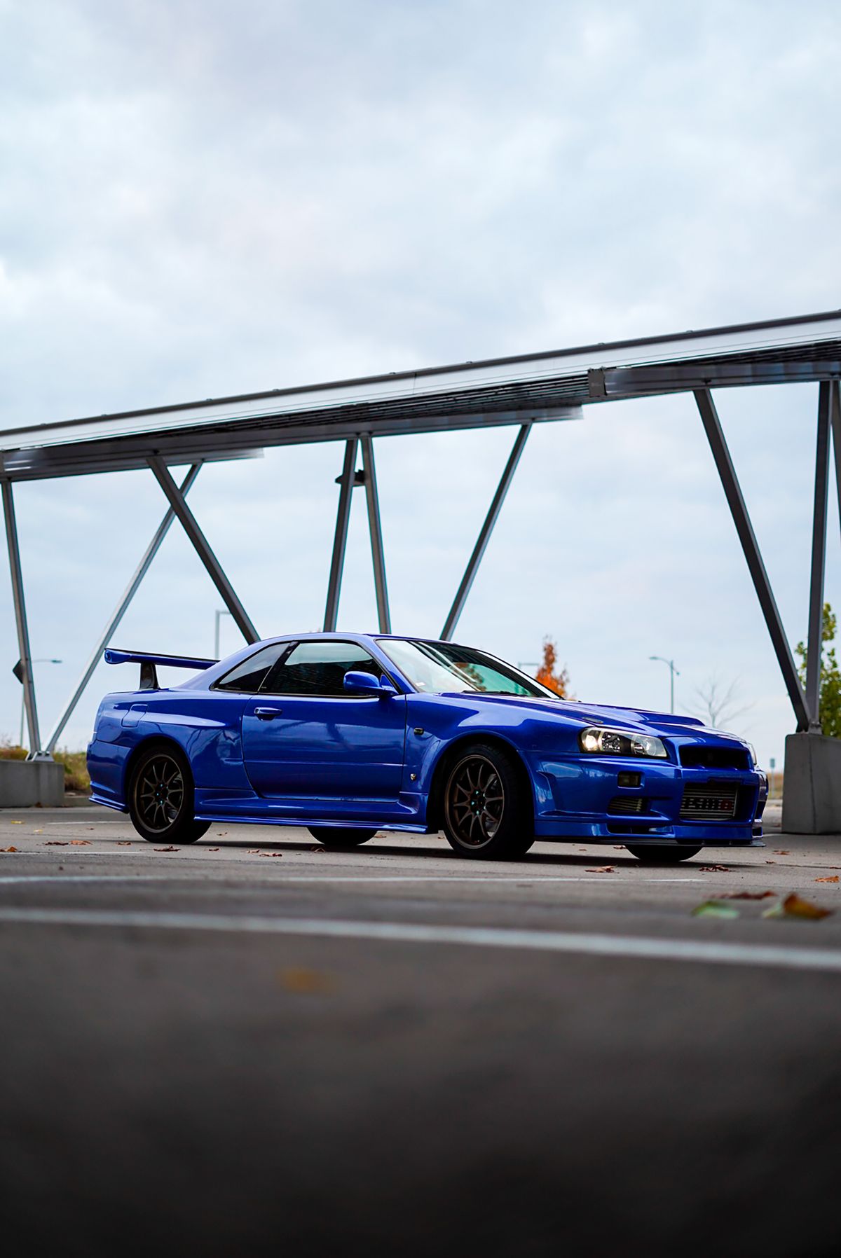 Blue Nissan Skyline R34 GTR at Night · Free Stock Photo