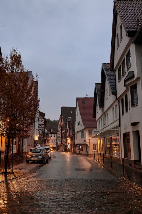 A Street in a Town at Dusk