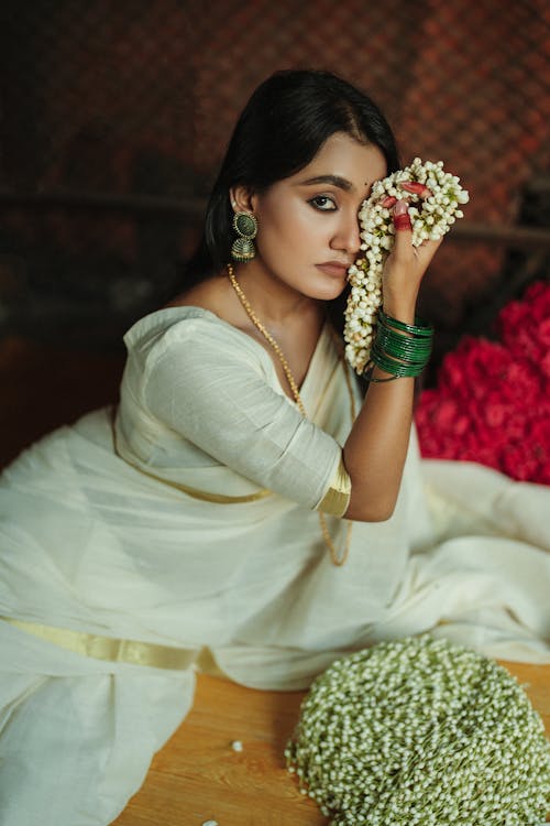 Portrait of Bride Wearing White Dress