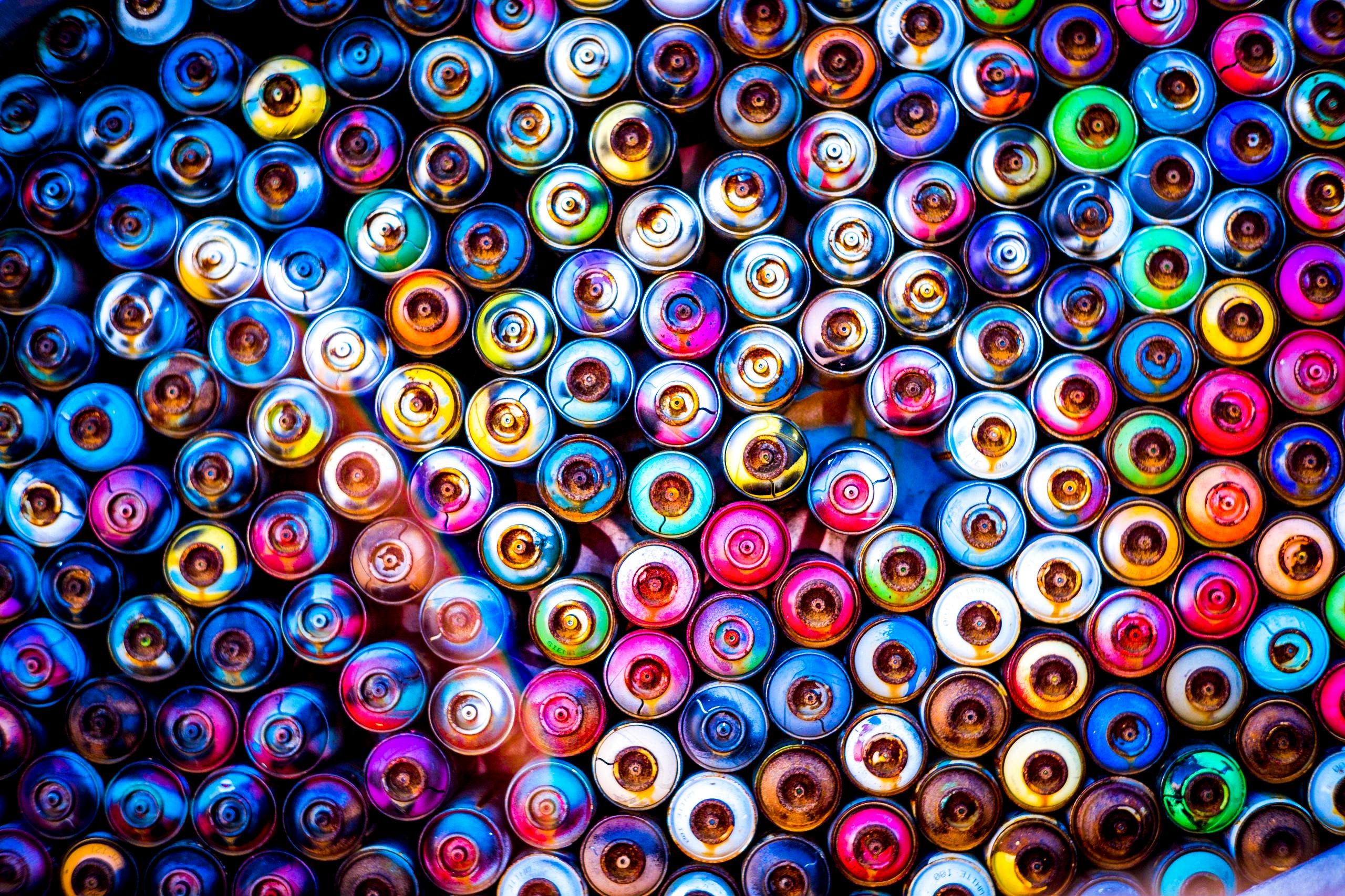 Three Paint Cans Stock Photo - Download Image Now - Paint Can