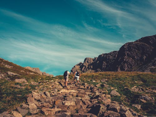 Free Backpackers in Mountains Stock Photo