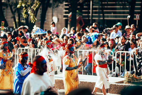 Free People in Dia de Muertos Parade Stock Photo