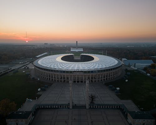 View of the Olympiastadion Berlin at Sunset, Berlin, Germany 